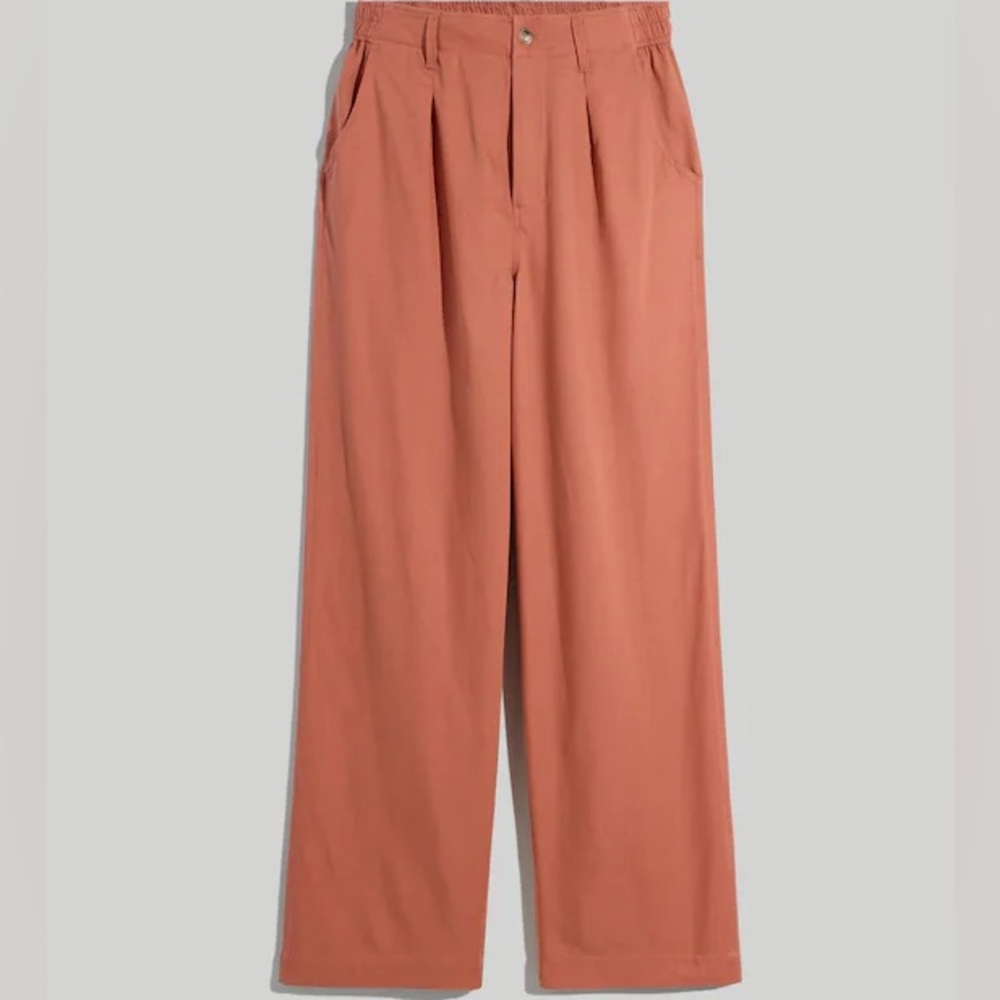 Madewell The Neale Straight-Leg Drapeweave Pleated Trouser Pant in Dried Rose